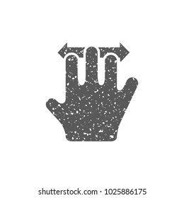 Finger gesture icon in grunge texture. Vintage style vector illustration.