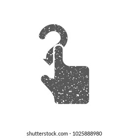 Finger gesture icon in grunge texture. Vintage style vector illustration.