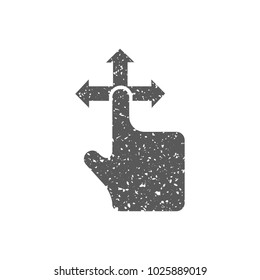 Finger gesture icon in grunge texture. Vintage style vector illustration.