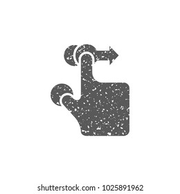 Finger gesture icon in grunge texture. Vintage style vector illustration.