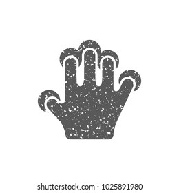 Finger gesture icon in grunge texture. Vintage style vector illustration.