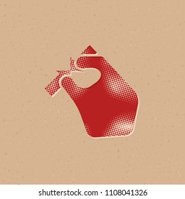 Finger gesture icon in halftone style. Grunge background vector illustration.
