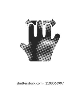 Finger gesture icon in halftone style. Black and white monochrome vector illustration.