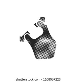 Finger gesture icon in halftone style. Black and white monochrome vector illustration.