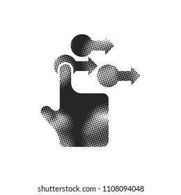 Finger gesture icon in halftone style. Black and white monochrome vector illustration.