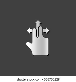 Finger gesture icon in metallic grey color style.Gadget touch pad smart phone laptop