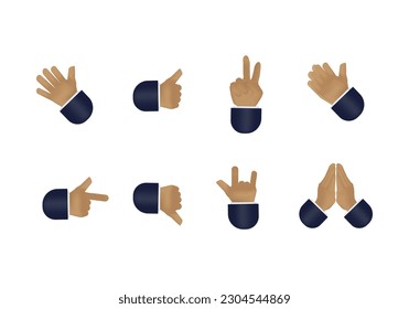 Finger gesture icon set, 3d mesh vector
