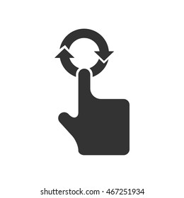 Finger gesture icon in single grey color. Gadget touch pad display smartphone laptop computer