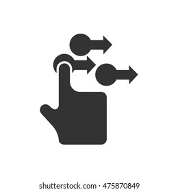 Finger gesture icon in single grey color. Gadget touch track pad display smartphone laptop computer
