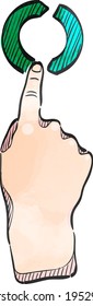 Finger gesture icon in watercolor style.