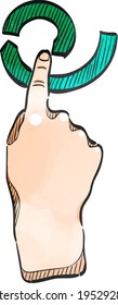 Finger gesture icon in watercolor style.