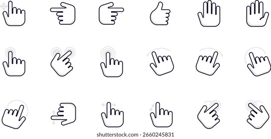 Icono de línea de Vector de gesto de dedo para App y Sitio web móvil sensible
