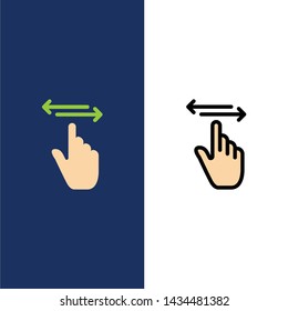 Finger, Gestures, Hand, Left, Right  Icons. Flat and Line Filled Icon Set Vector Blue Background