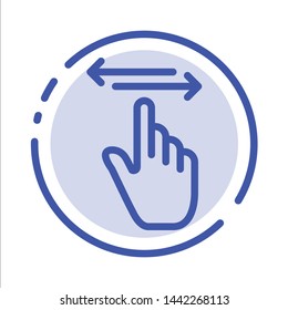 Finger, Gestures, Hand, Left, Right Blue Dotted Line Line Icon