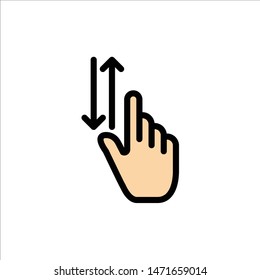 Finger, Gestures, Hand, Up, Down  Flat Color Icon. Vector icon banner Template
