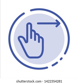 Finger, Gestures, Right, Slide, Swipe Blue Dotted Line Line Icon