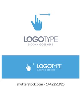 Finger, Gestures, Right, Slide, Swipe Blue Solid Logo with place for tagline
