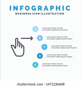 Finger, Gestures, Right, Slide, Swipe Line icon with 5 steps presentation infographics Background. Vector Icon Template background