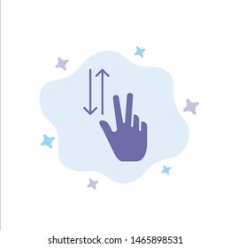 Finger, Gestures, Two, Up, Down Blue Icon on Abstract Cloud Background. Vector Icon Template background
