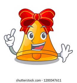 Finger golden christmas bell isolated on mascot