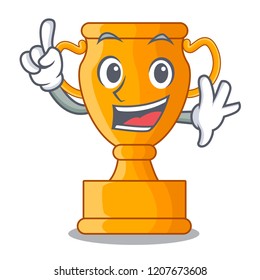 Finger golden trophy cup isolated on mascot