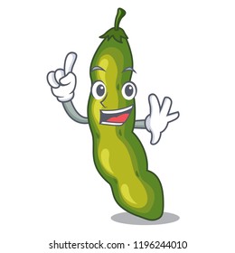 Finger green beans pod isolated on mascot