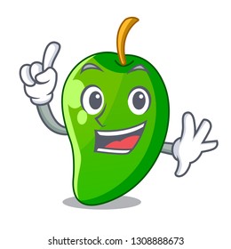 Finger green mango isolated with the mascot