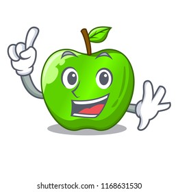 Finger green smith apple isolated on cartoon