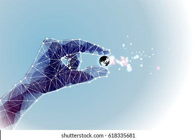 Finger gripping. line and dot design. scale to any size without loss of resolution. vector illustration