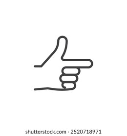 Icono de la línea Finger Gun. Signo de estilo lineal para concepto móvil y Diseño web. Mano haciendo un icono de Vector de contorno de gesto de pistola de dedo. Símbolo de diversión, ilustración de logotipo. Gráficos de Vector