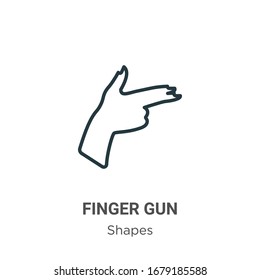 Icono vectorial de contorno de cañón de dedo. Icono de pistola de dedo negro en línea delgada, ilustración de elemento simple vector plano de formas editables concepto de trazo aislado en fondo blanco