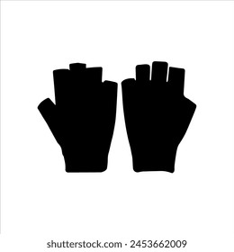 Finger half gloves silhouette icon vector illustration isolated on white background