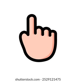 Finger hand clicking cursor icon. Tap hand gesture. Colored outline vector design isolated illustration.