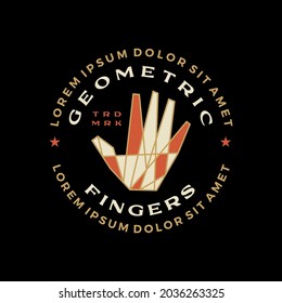 finger hand geometric t shirt badge vintage emblem tee merch logo vector icon illustration
