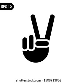 Finger Hand gesture V sign for victory or peace flat Icon vector for apps and websites. Eps 10