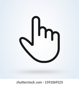 finger hand outline button, Simple vector modern icon design illustration.