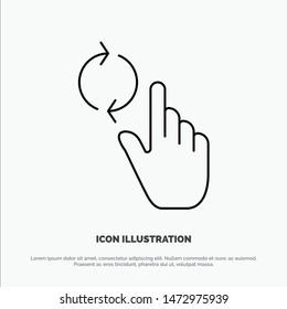 Finger, Hand, Refresh, Gesture Line Icon Vector