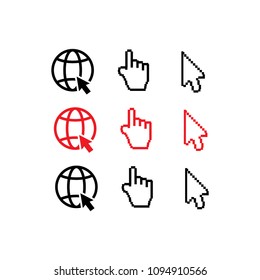 Finger hand thumb up and magnifier. Hand arrow web cursor vector