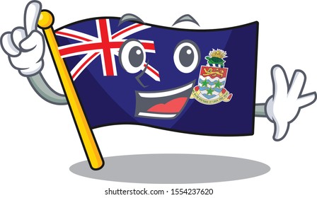 finger happy flag cayman islands with cartoon