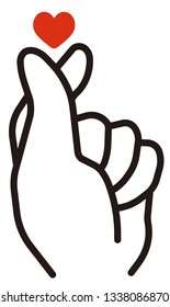 finger heart gesture with red heart