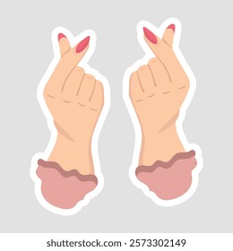 Finger Heart Gesture Sticker. Cute sticker featuring the finger heart gesture, symbolizing love and affection. Perfect for digital communication and social media