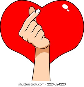 finger heart gesturing vector illustration
