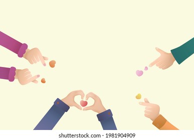 Finger heart and Hand heart by people for express love and concern vector illustration graphic EPS 10