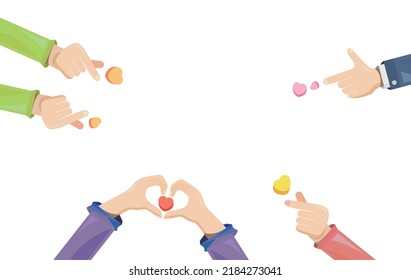 Finger heart and Hand heart by people for express love and concern vector illustration graphic EPS 10