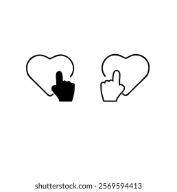 Finger heart icon. Hand with love icon vector illustration