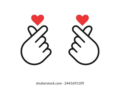 Finger heart icon. Korean love sign. Hand with love icon vector illustration