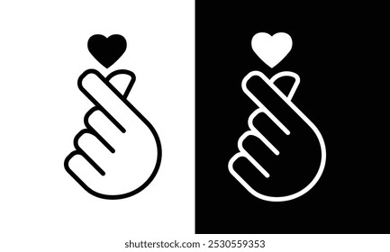 Ícone do coração. Sinal de amor coreano. Mão com ícone de amor ilustração vetorial.