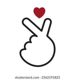 Finger heart icon. Korean love sign. Hand with love icon vector illustration