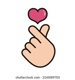 
finger heart icon, i love you, small heart, vector icon