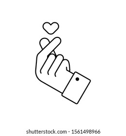 finger heart icon vector, love finger sign